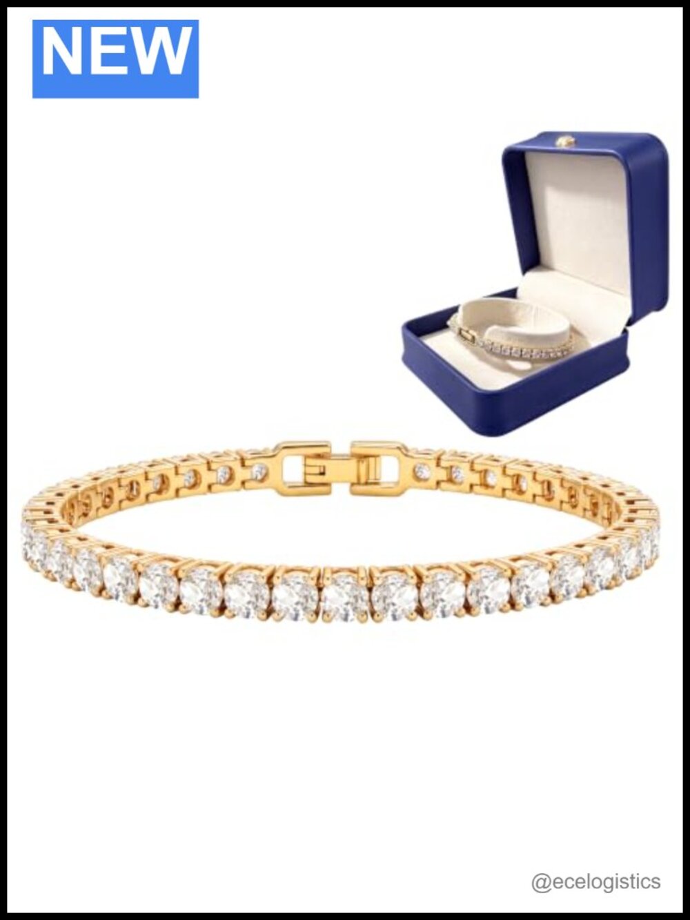 18K Gold Plated Cubic Zirconia Tennis Bracelet for Women 3mm